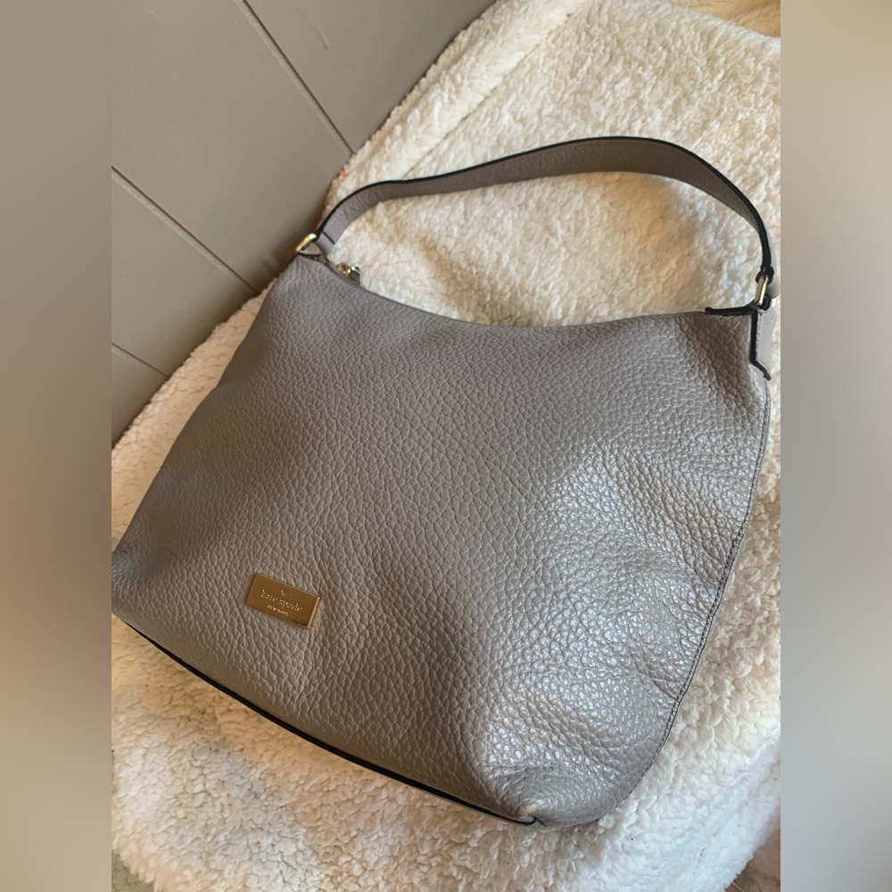 Kate Spade Kaia Grey Pebbled Leather Hobo Bag